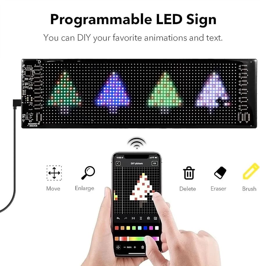 Super Bright Flexible LED Matrix Panel Night Light DIY Programmable Flexible LED Display for Car, Shop, Hotel & Bar