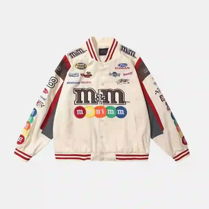 Bomber Jacket Men Hip Hop M & M Embroidery 