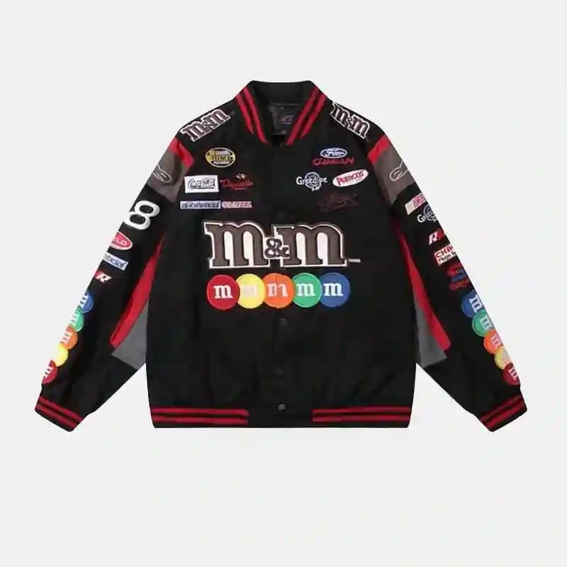 Bomber Jacket Men Hip Hop M & M Embroidery 