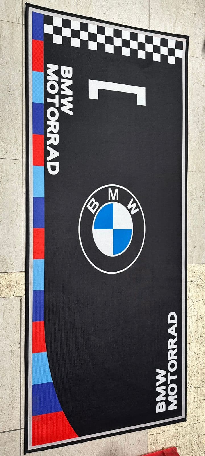 Motorcycle floor mats for garage and exhibition