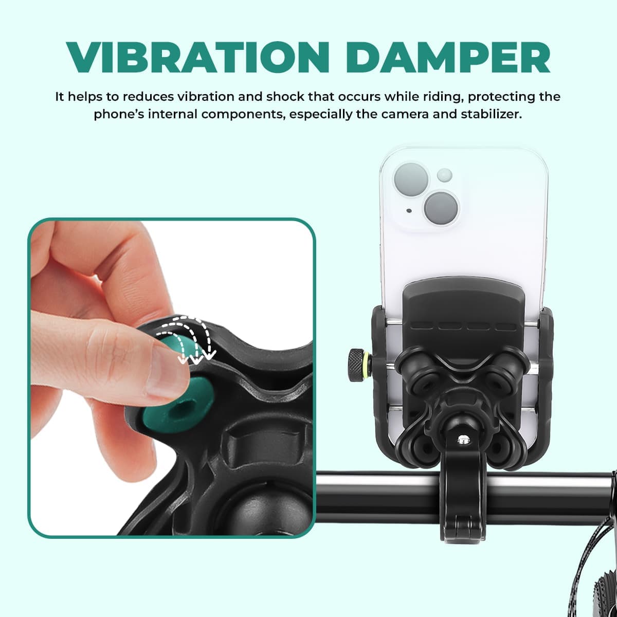 SIMTAC Super Grip Mobile Holder with Vibration Damper For BIKES/SCOOTERS/BICYCLE | MH01-PRO