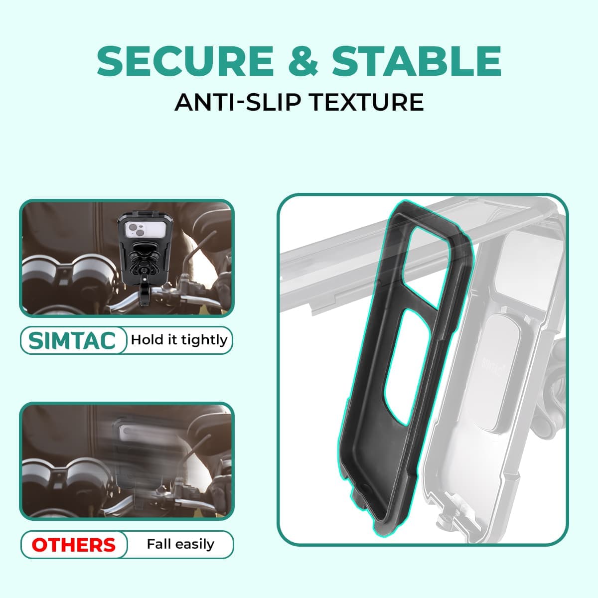 Simtac Splash Guard X Mobile Holder with Vibration Damper And Wireless Charging MHWPWC-PRO