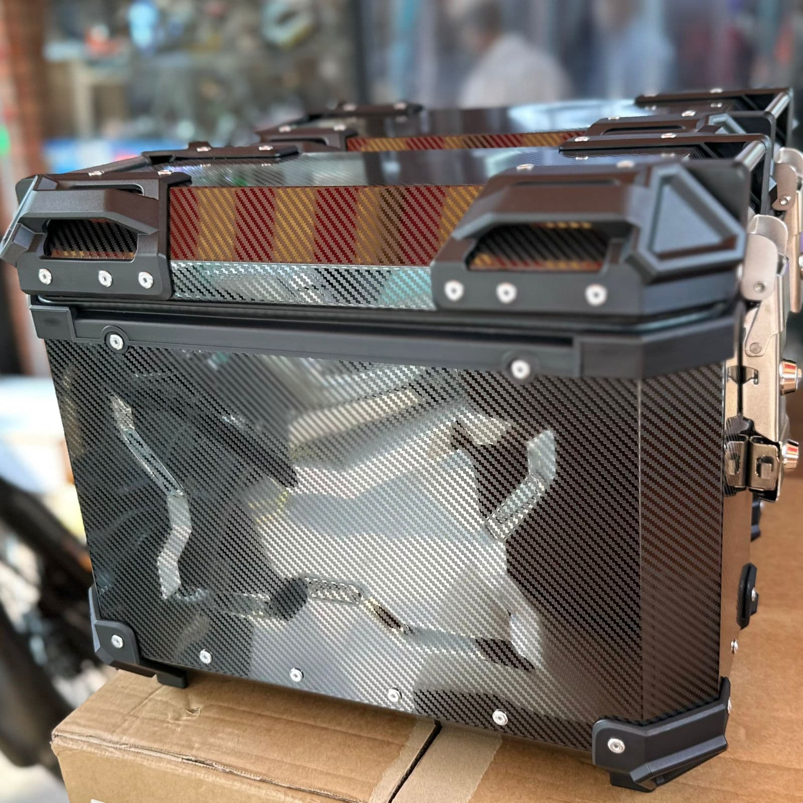 Carbon fiber topbox and panniers set of 3 for motocycle
