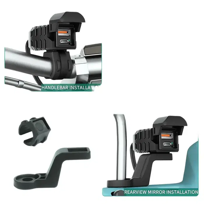 SIMTAC RapidRide pro Duo 51W Charger – Dual USB & Type-C Ports with Universal Fitment