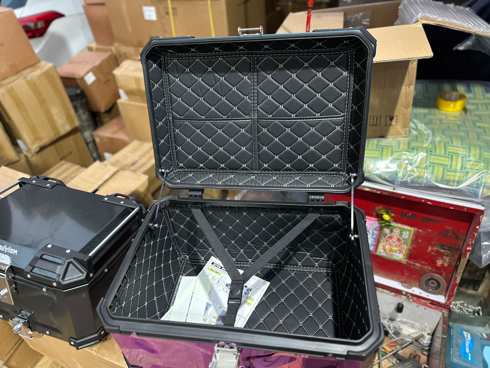 Stainless steel top box 65L rainbow blue