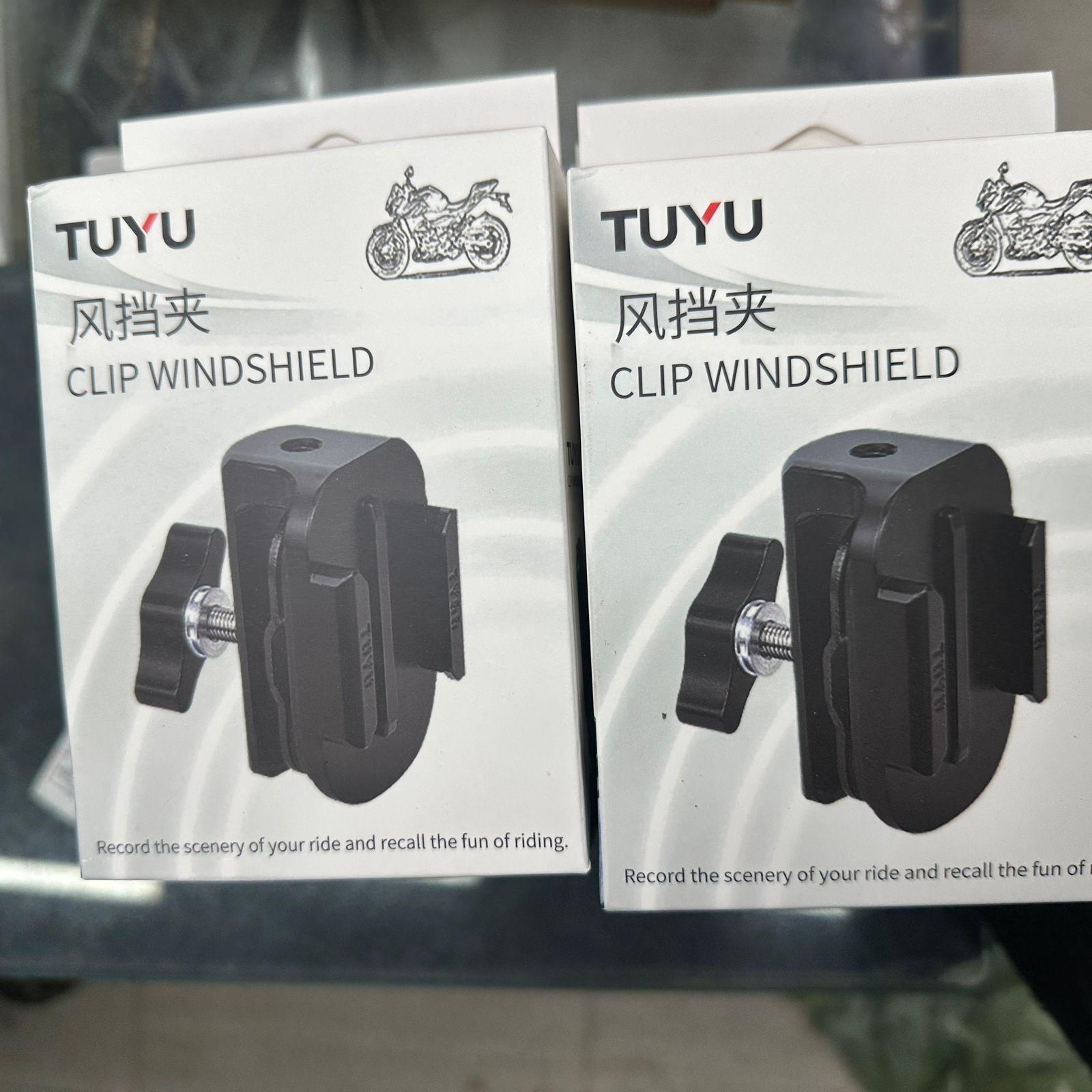 TUYU Motorcycle Windshield Visor Mount Clamp Motorbike Action Camera Aluminium Alloy for Gopro insta 360