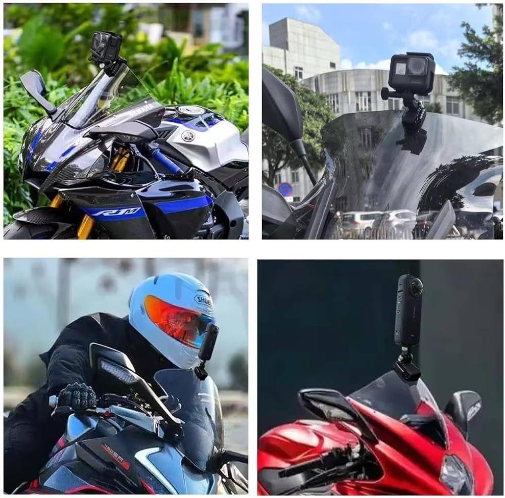 TUYU Motorcycle Windshield Visor Mount Clamp Motorbike Action Camera Aluminium Alloy for Gopro insta 360
