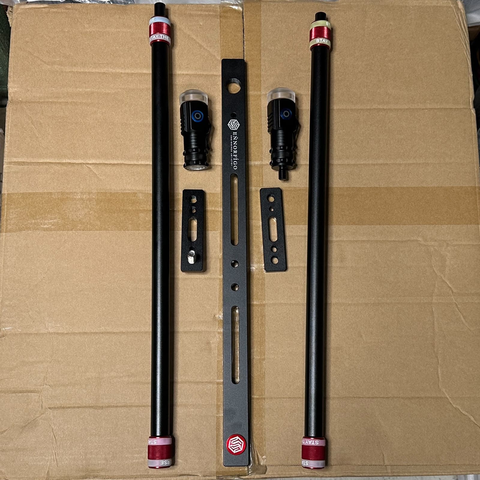 Ennorfigo Flag Poles with Camera Mounting Bracket and Detachable Lights Dual