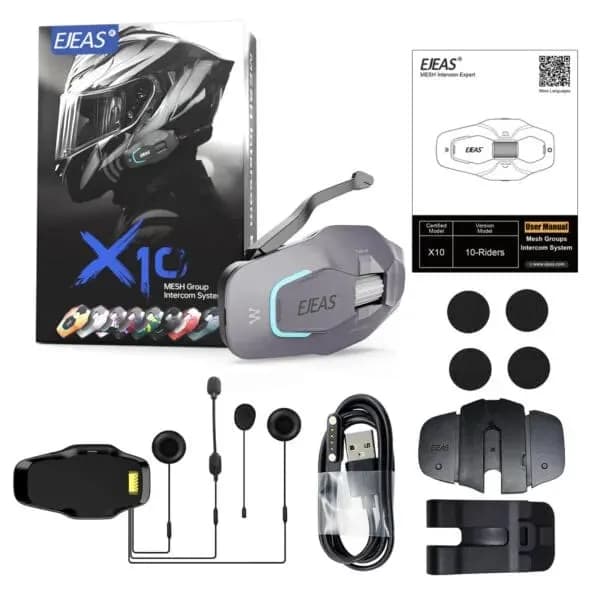 EJEAS X10 10-person mesh intercom, unlimited listening