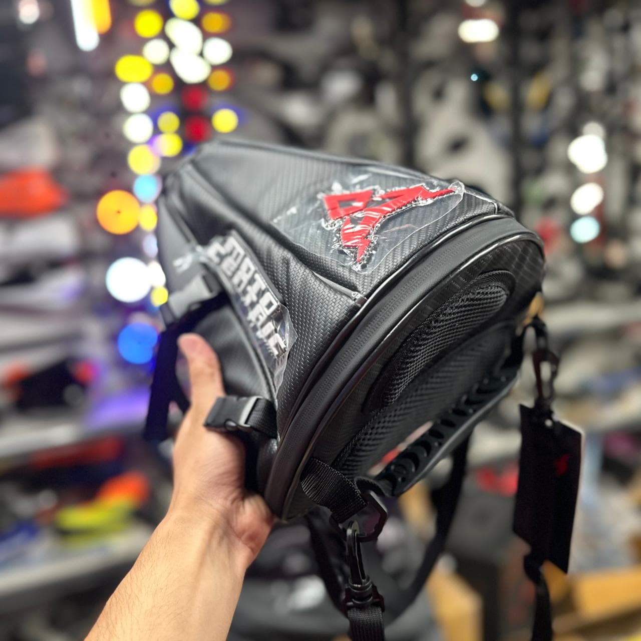 Motocentric Motorcycle Tail Bag Waterproof Reflective Carbon Fiber