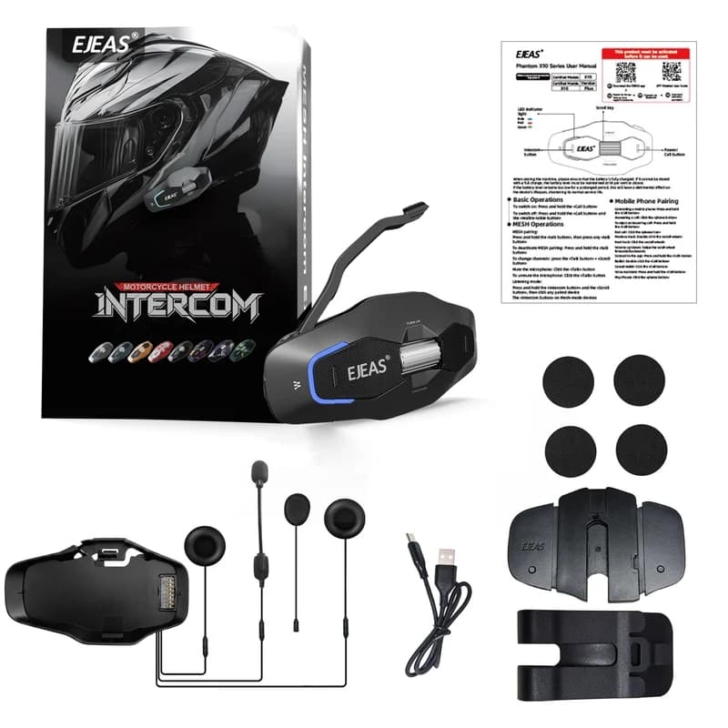 Ejeas X10 Plus MESH+5G Motorcycle Helmet Intercom System GREY