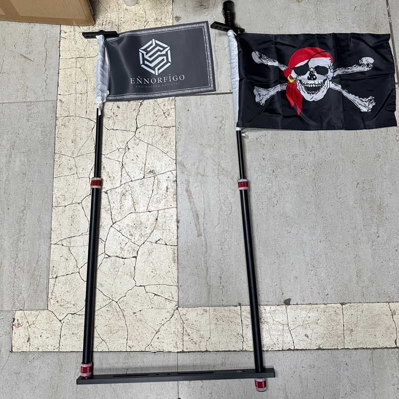 Ennorfigo Flag Poles with Camera Mounting Bracket and Detachable Lights Dual