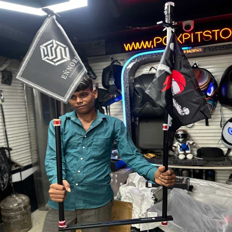 Ennorfigo Flag Poles with Camera Mounting Bracket and Detachable Lights Dual