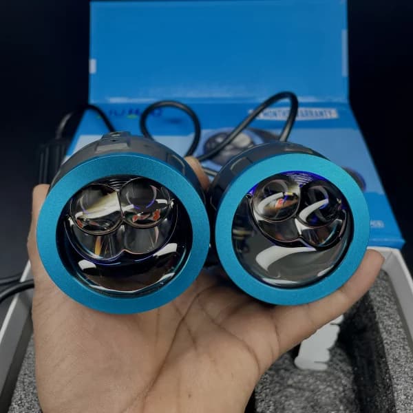 LIU HJG Terminator 2 Projector Foglight 100W with Laser Spot and Wide Spread Red DRL/White/Yellow/Warm White Light 100W Foglight