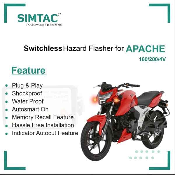 Simtac Hazard System for TVS APACHE 160/200 4V 