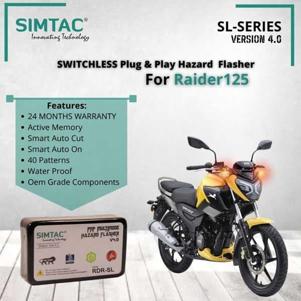 Switchless | TVS | Raider | 125 | Compatible | Simtac | PNP Hazard Flasher / Adapter / Module | RDR-SL