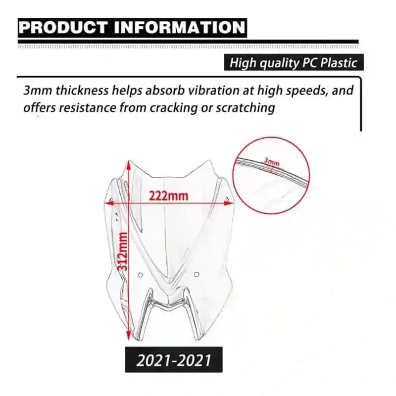 Windscreen For Kawasaki Z900 Model 2020 To 2021