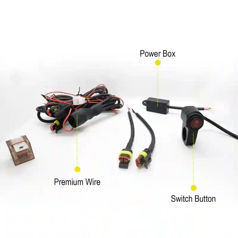 HJG 9 LED Round White Fog Light With Yellow Cap (90W) With Wiring Kit Harness And Switch Spot Driving Lamp Universal for Car, Bike and Motorcycle (set of 2) - PREMIUM